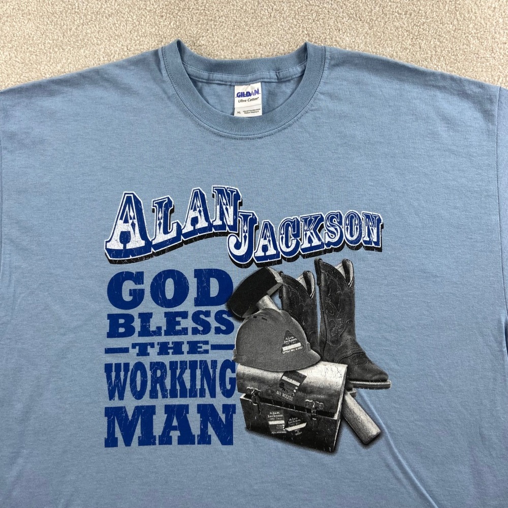 Alan Jackson T-Shirt Men XL Blue God Bless The Working Man Graphic Tee